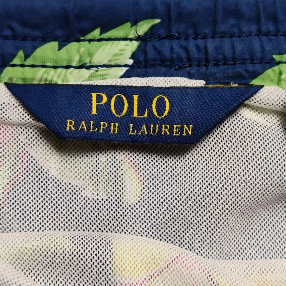 Polo Ralph Lauren Men’s Swim Shorts Large Floral Hawaiian Navy SZ Large
